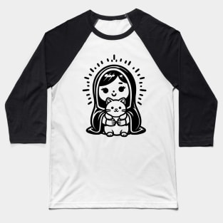 Mother Mary with Cat Baseball T-Shirt